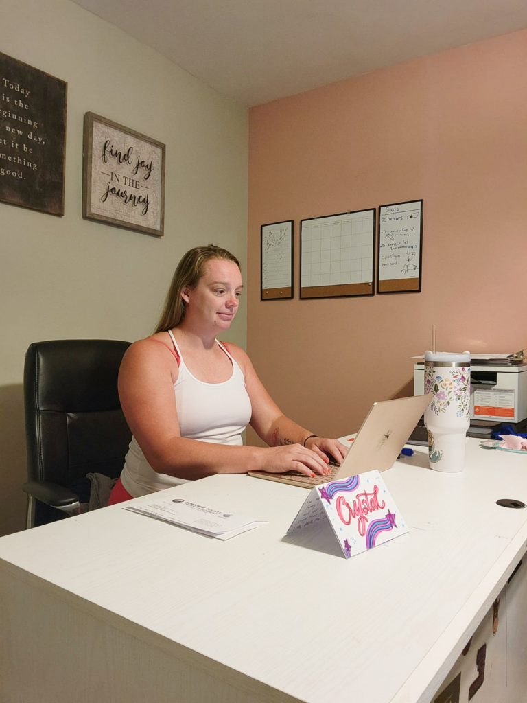 coach Crystal white at her office in Specialized fitness and Nutrition in Fairview NC